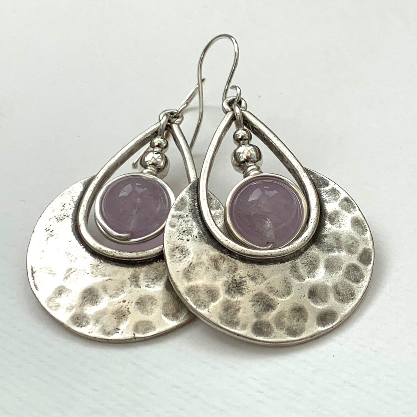 Amethyst agate earrings, persian, bohemian, folk style, silver plated, Sterling Silver hooks, UK